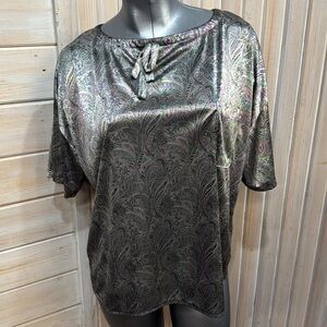 Elegant Handmade Gunmetal Paisley Patterned Women's Top